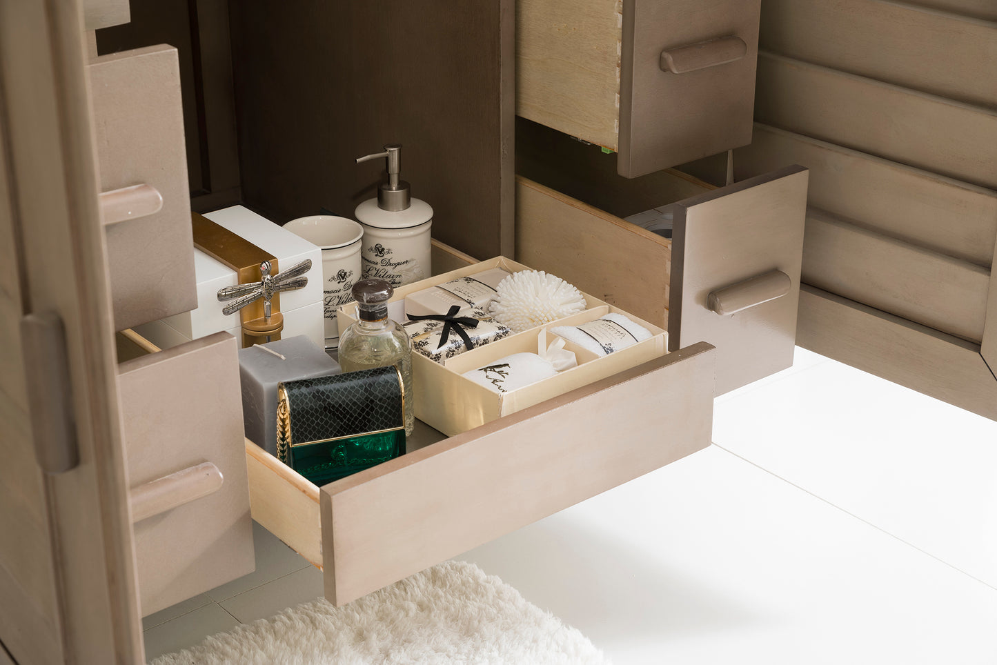 Portland 36" Single Vanity Whitewashed Walnut w/ 3 CM Charcoal Soapstone Silestone Top