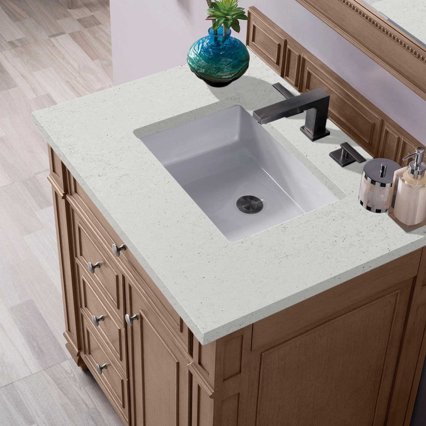 Bristol 30" Single Vanity, Whitewashed Walnut w/ 3 CM Lime Delight Silestone Top