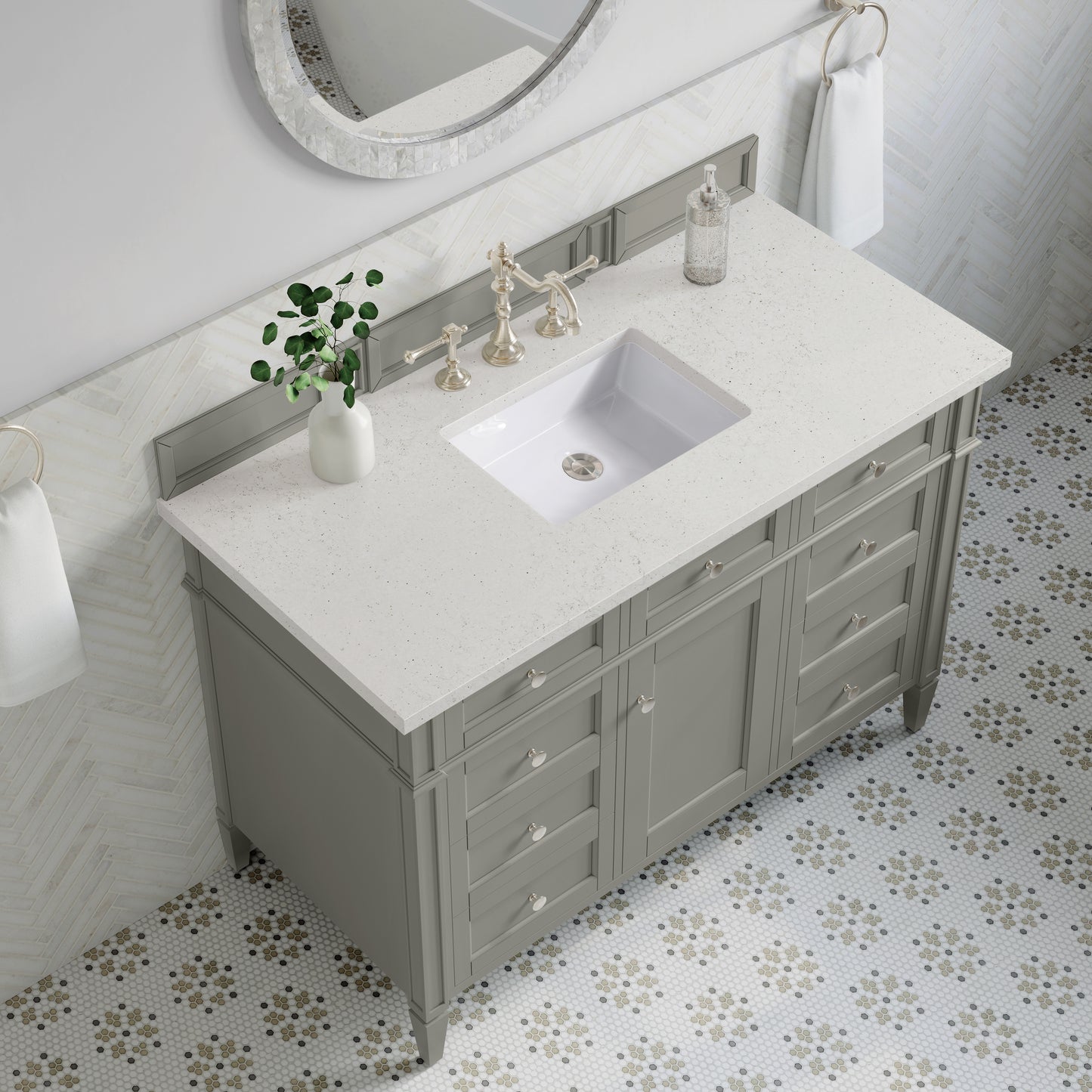 Brittany 48" Single Vanity, Urban Gray w/ 3 CM Lime Delight Silestone Top