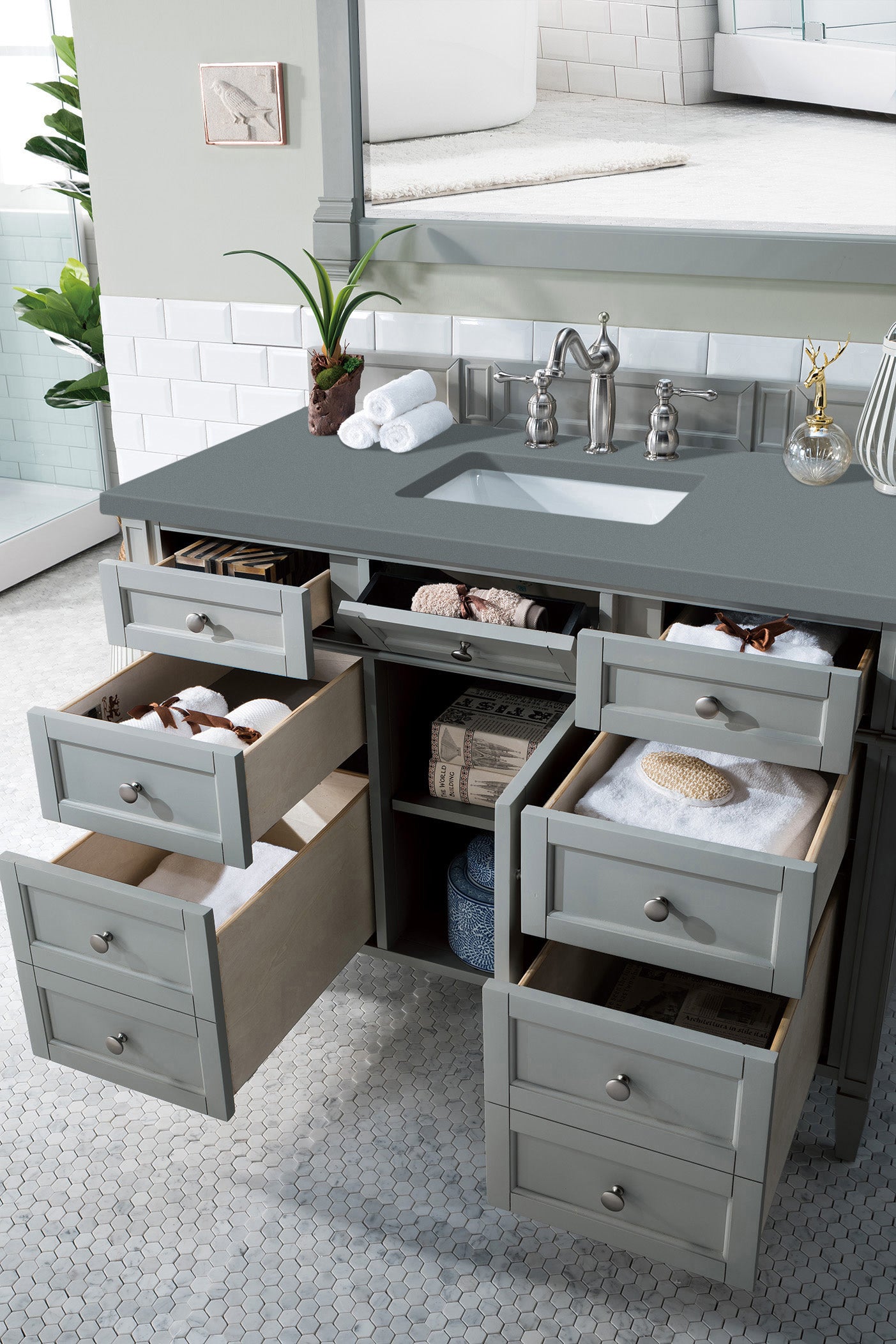Brittany 48" Single Vanity, Urban Gray w/ 3 CM Cala Blue Silestone Top