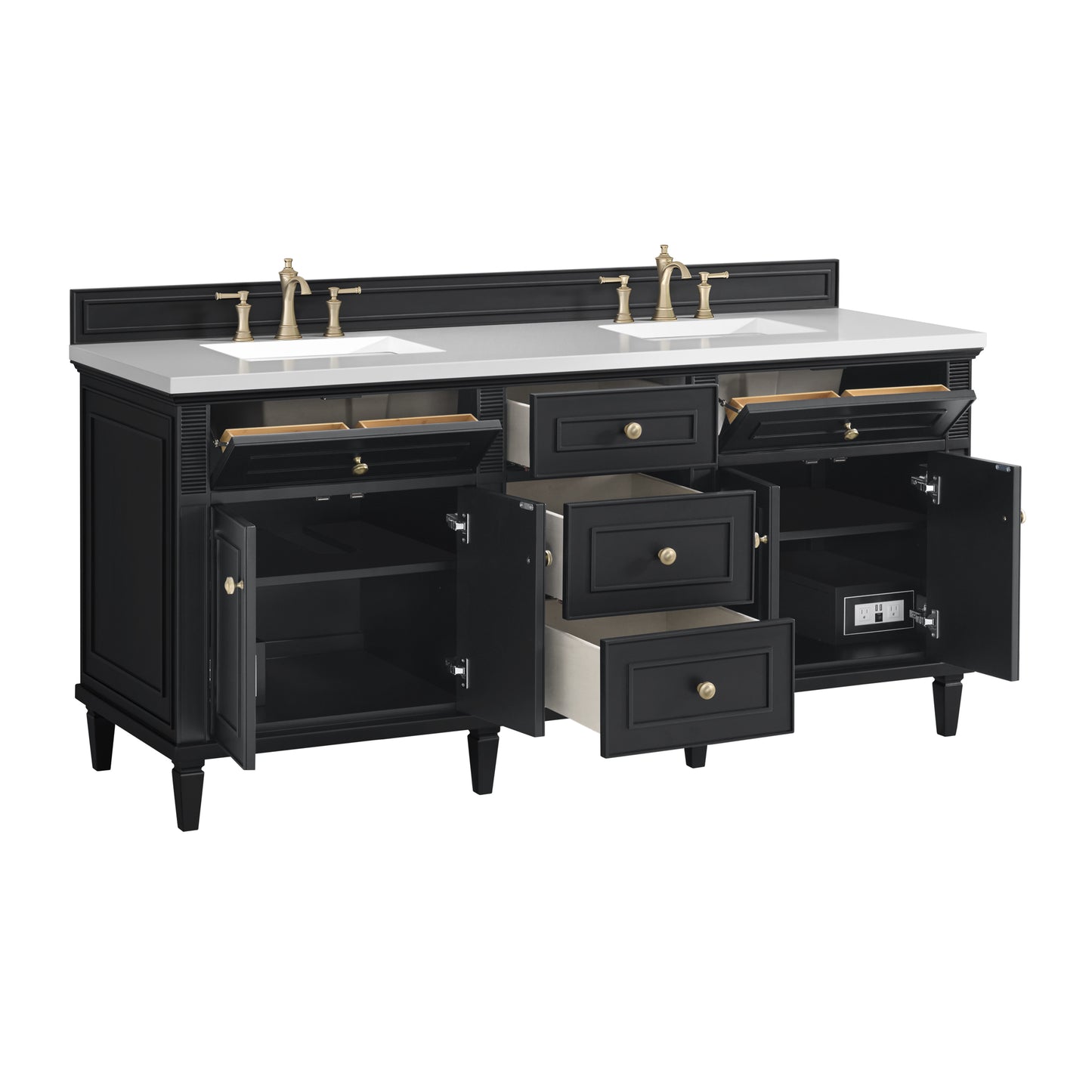 Lorelai 72" Double Vanity, Black Onyx w/ 3 CM White Zeus Silestone Top