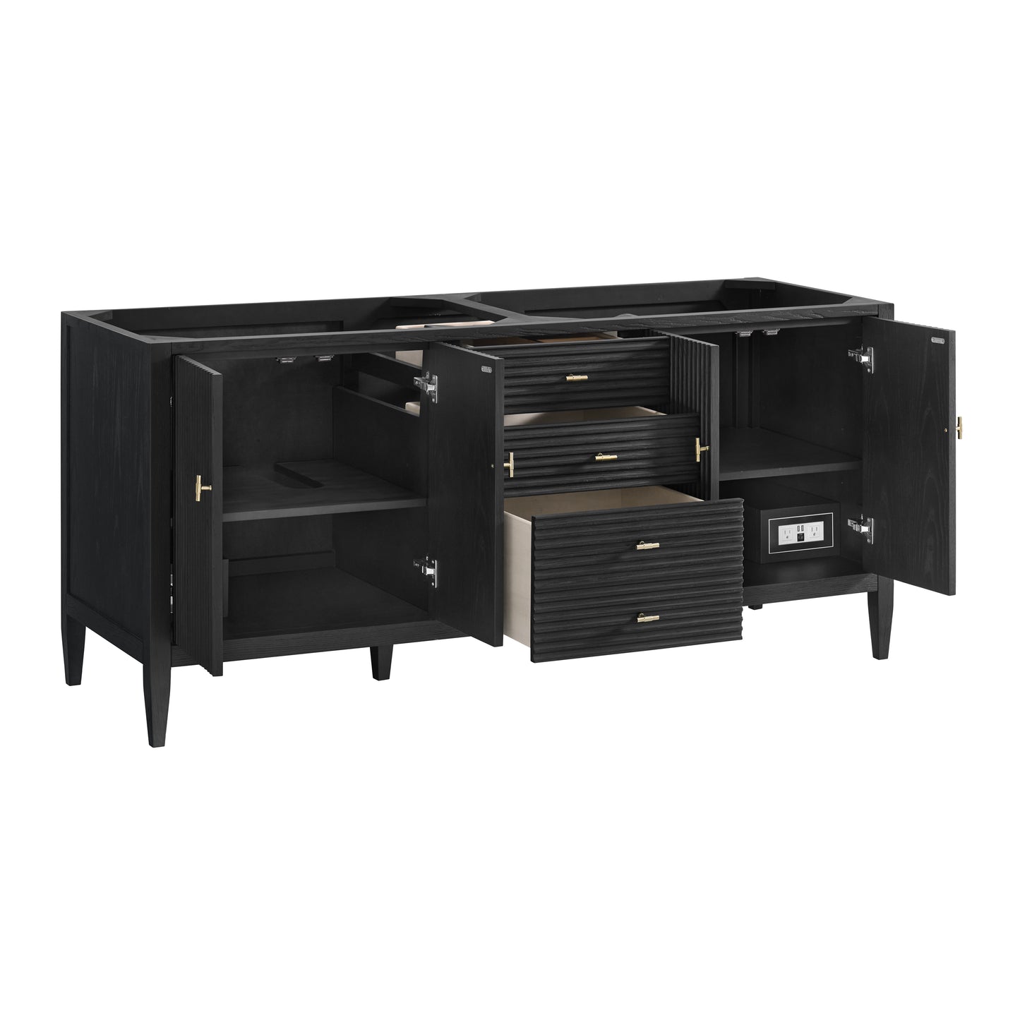 Myrrin 72" Double Vanity, Carbon Oak w/ 3 CM White Zeus Silestone Top