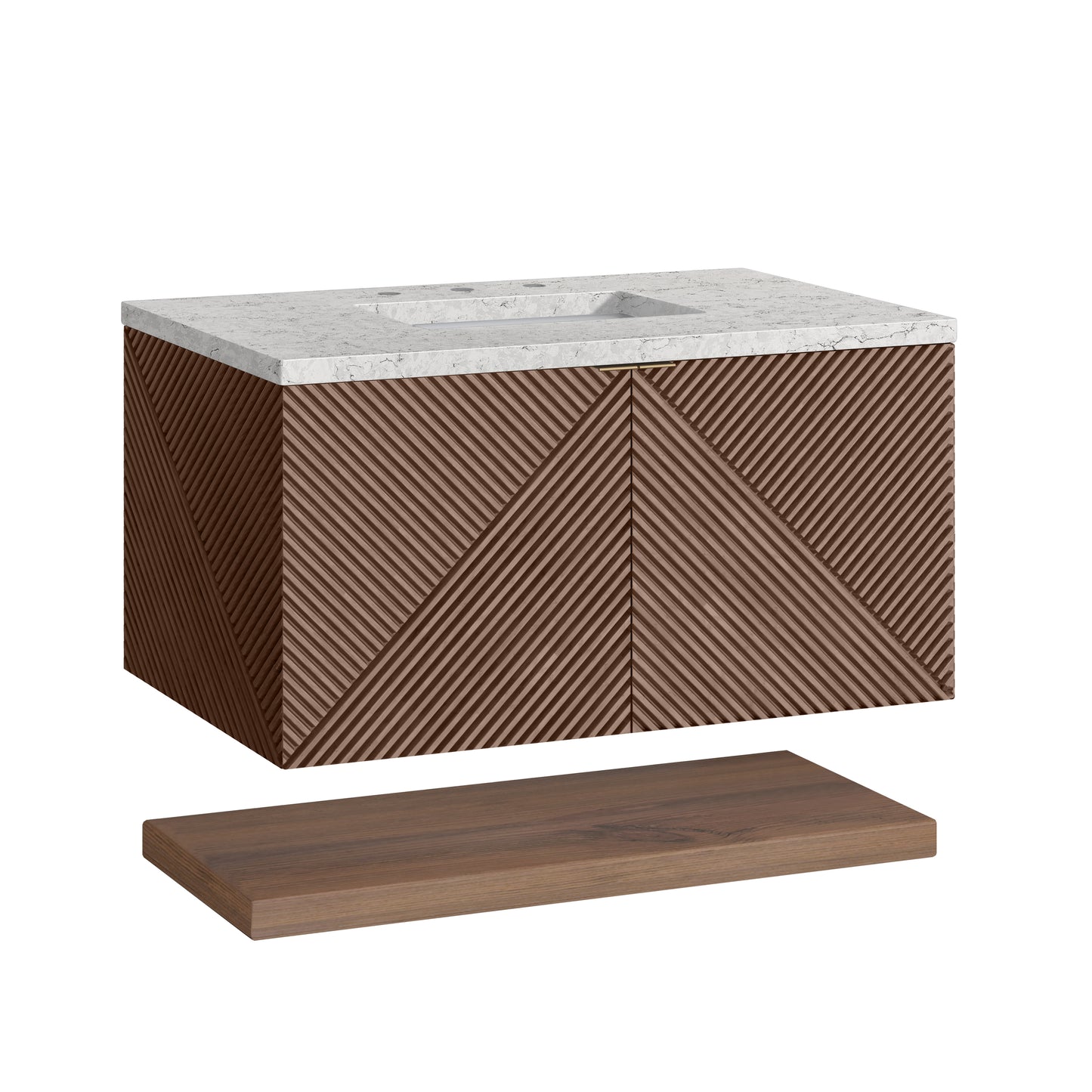 Marcello 36" Single Vanity, Chestnut w/ 3 CM Eternal Jasmine Pearl Top