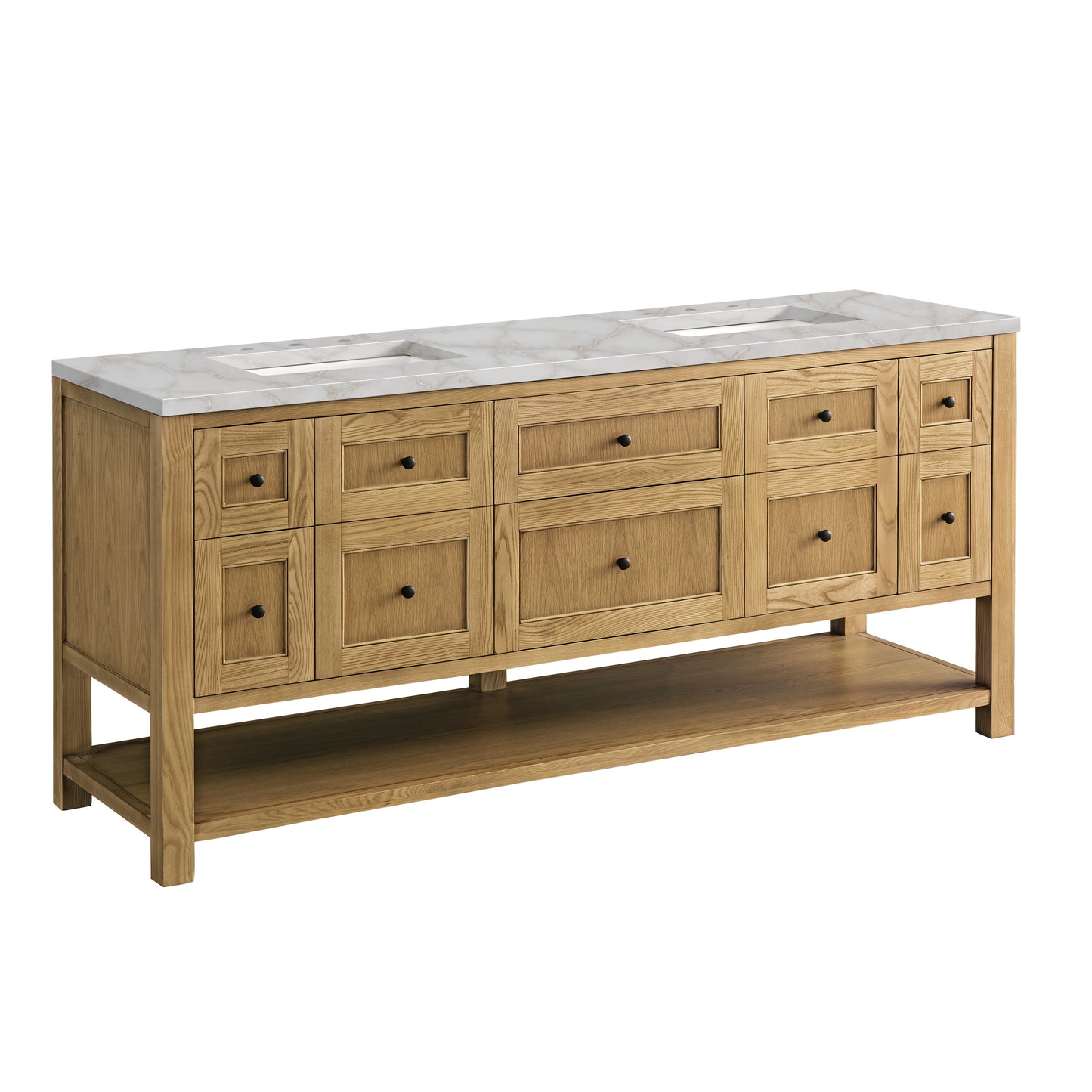 Breckenridge 72" Double Vanity, Light Natural Oak w/ 3 CM Victorian Silver Top