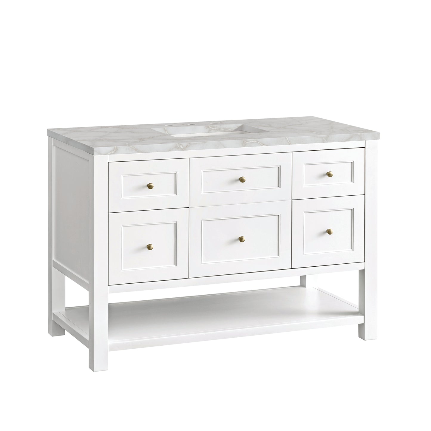Breckenridge 48" Single Vanity, Bright White w/ 3 CM Victorian Silver Top