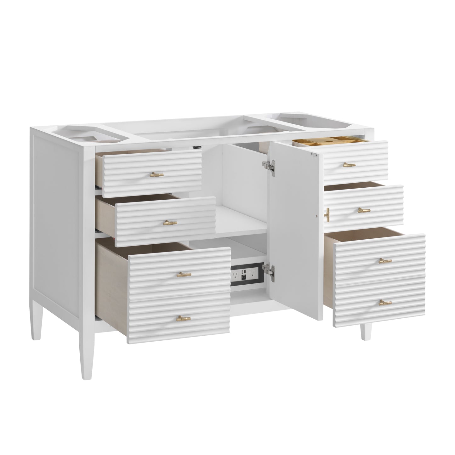 Myrrin 48" Vanity, Bright White w/ 3 CM White Zeus Silestone Top