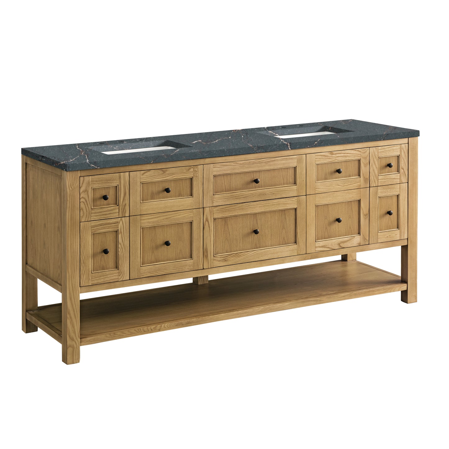Breckenridge 72" Double Vanity, Light Natural Oak w/ 3 CM Parisien Bleu Top