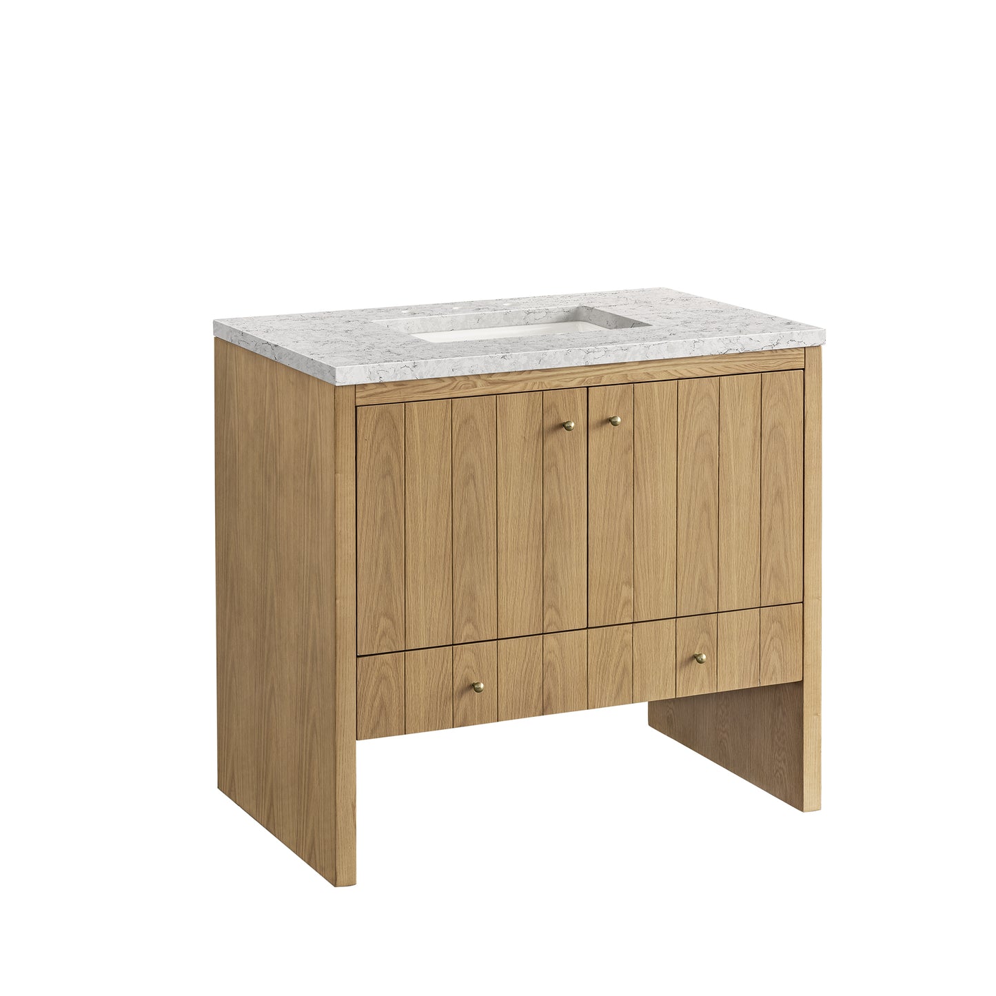 Hudson 36" Single Vanity, Light Natural Oak w/ 3 CM Eternal Jasmine Pearl Top