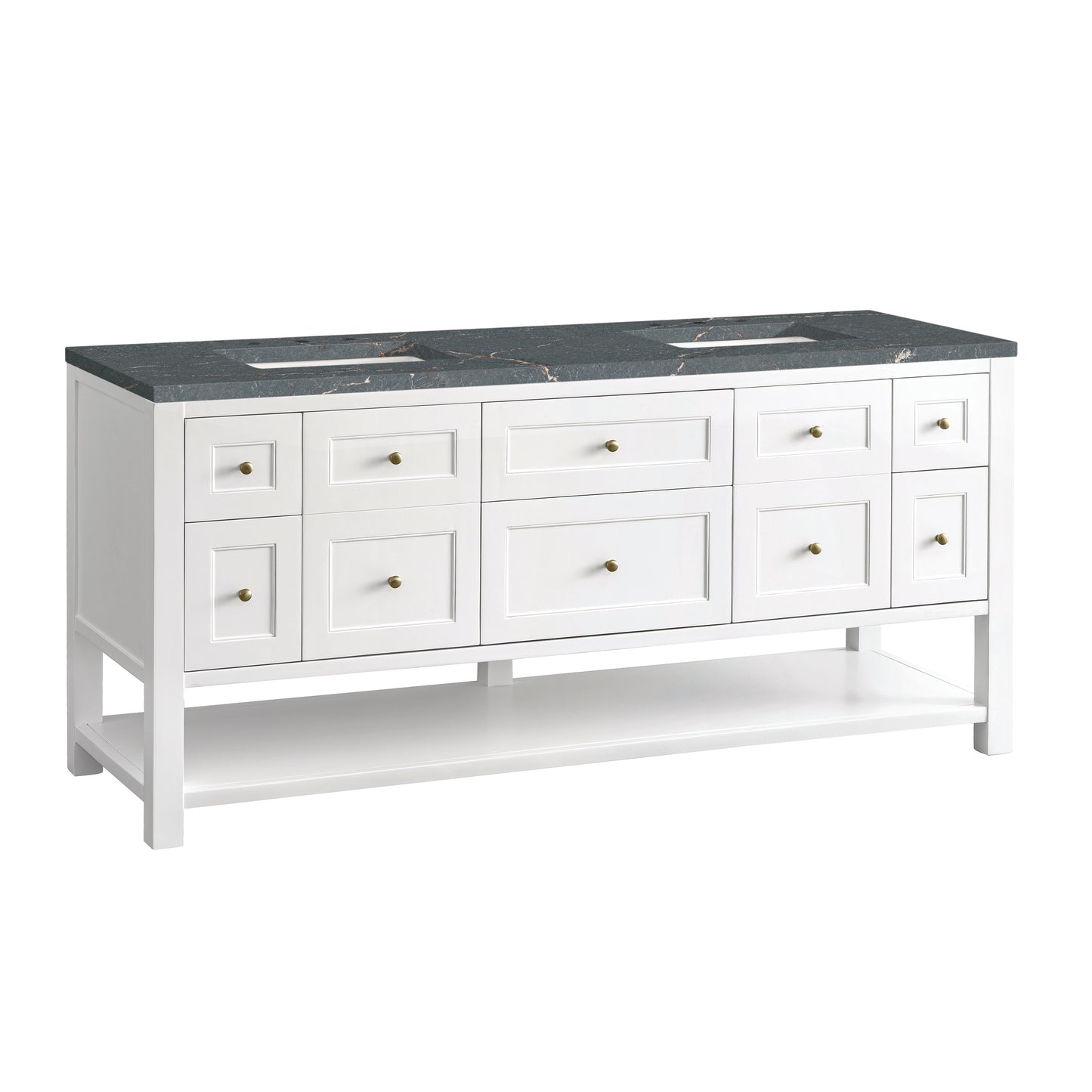 Breckenridge 72" Double Vanity, Bright White w/ 3 CM Parisien Bleu Top