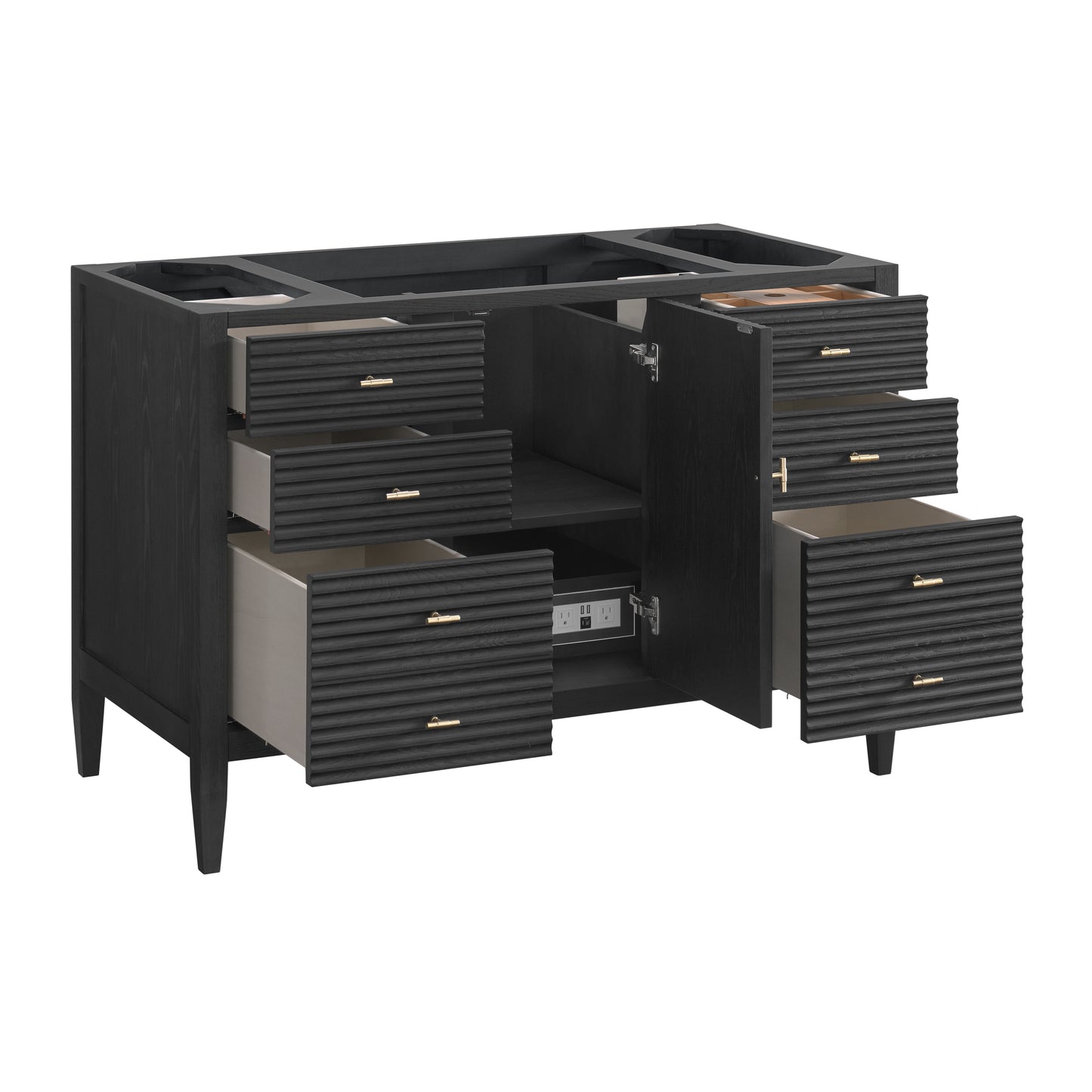 Myrrin 48" Vanity, Carbon Oak w/ 3 CM White Zeus Silestone Top