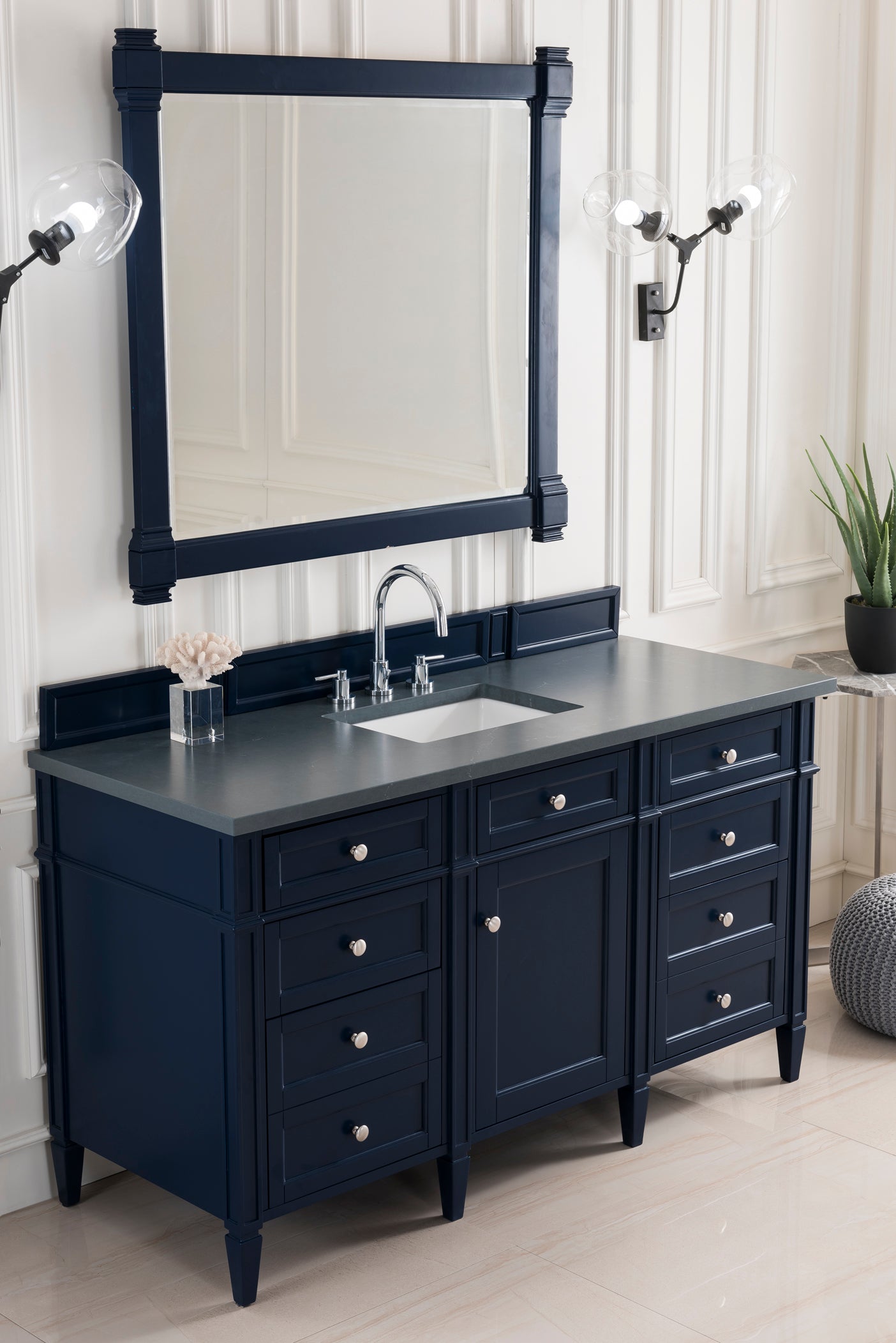 Brittany 60" Single Vanity, Victory Blue w/ 3 CM Charcoal Soapstone Silestone Top