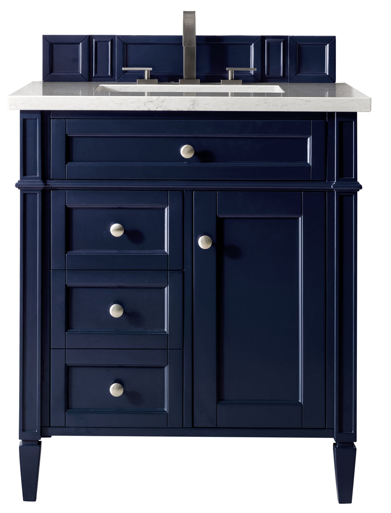 Brittany 30" Single Vanity, Victory Blue w/ 3 CM Carrara Marble Top