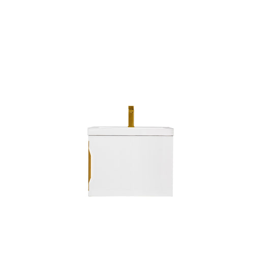 Columbia 24" Single Vanity, Glossy White w/ White Glossy Composite Stone Top