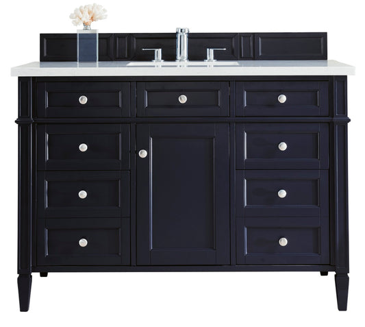 Brittany 48" Single Vanity, Victory Blue w/ 3 CM Eternal Jasmine Pearl Silestone Top