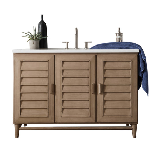 Portland 48" Single Vanity Whitewashed Walnut w/ 3 CM Arctic Fall Solid Surface Top