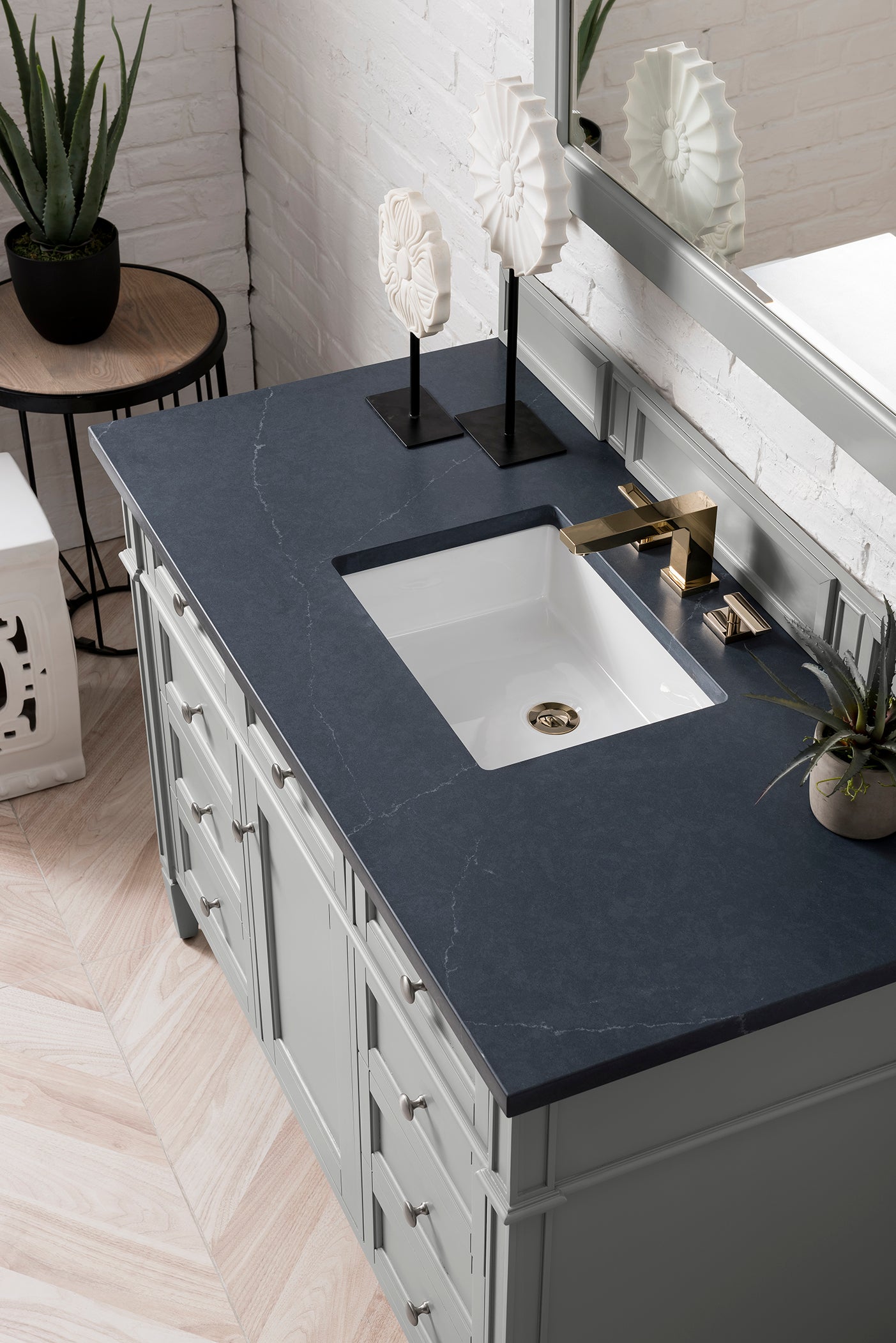 Brittany 48" Single Vanity, Urban Gray w/ 3 CM Charcoal Soapstone Silestone Top