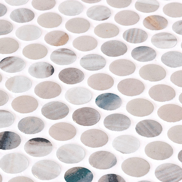 Spectrum Vibrant 3/4 Inch Penny - Recycled Glass Tile | Tilefy
