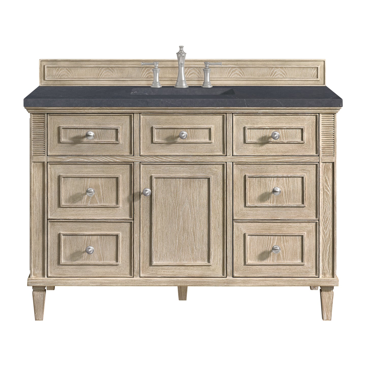 Lorelai 48" Single Vanity, Whitewashed Oak w/ 3 CM Charcoal Soapstone Silestone Top