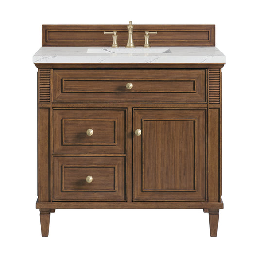 Lorelai 36" Single Vanity, Mid-Century Walnut w/ 3 CM Ethereal Noctis Silestone Top