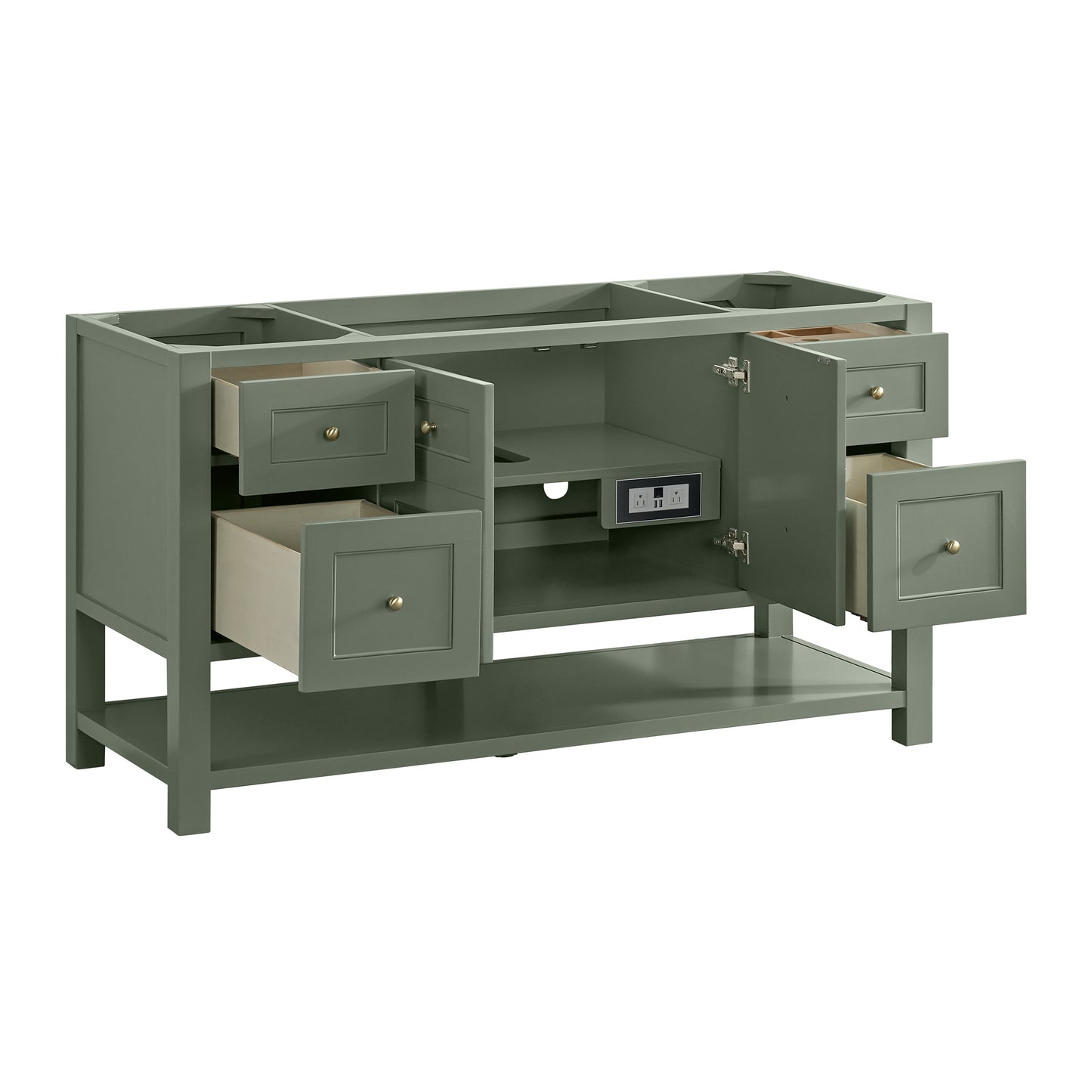 Breckenridge 60" Single Vanity, Smokey Celadon, w/ 3 CM Eternal Jasmine Pearl Silestone Top w/ FreePower Wireless Charger