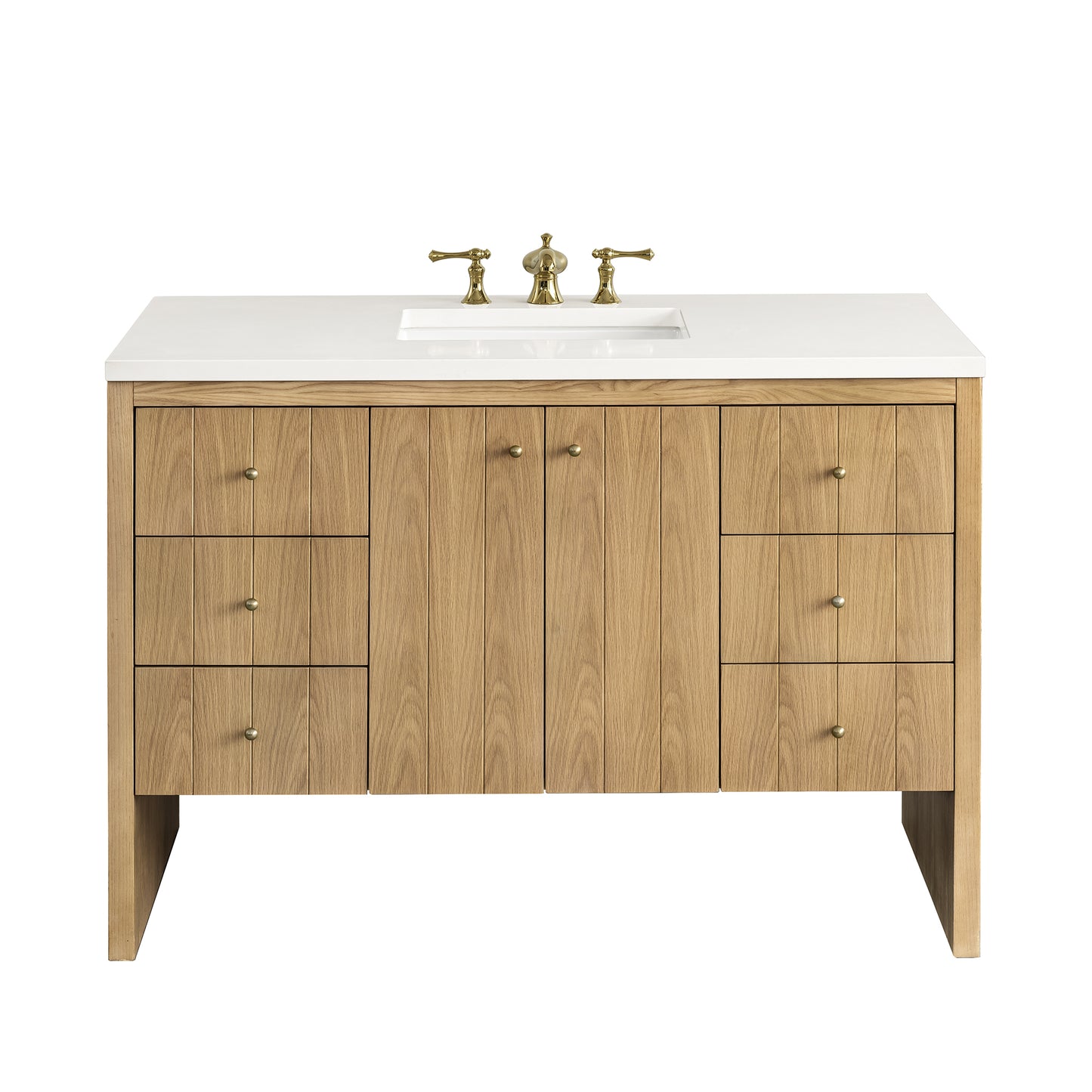 Hudson 48" Single Vanity, Light Natural Oak w/ 3 CM White Zeus Top