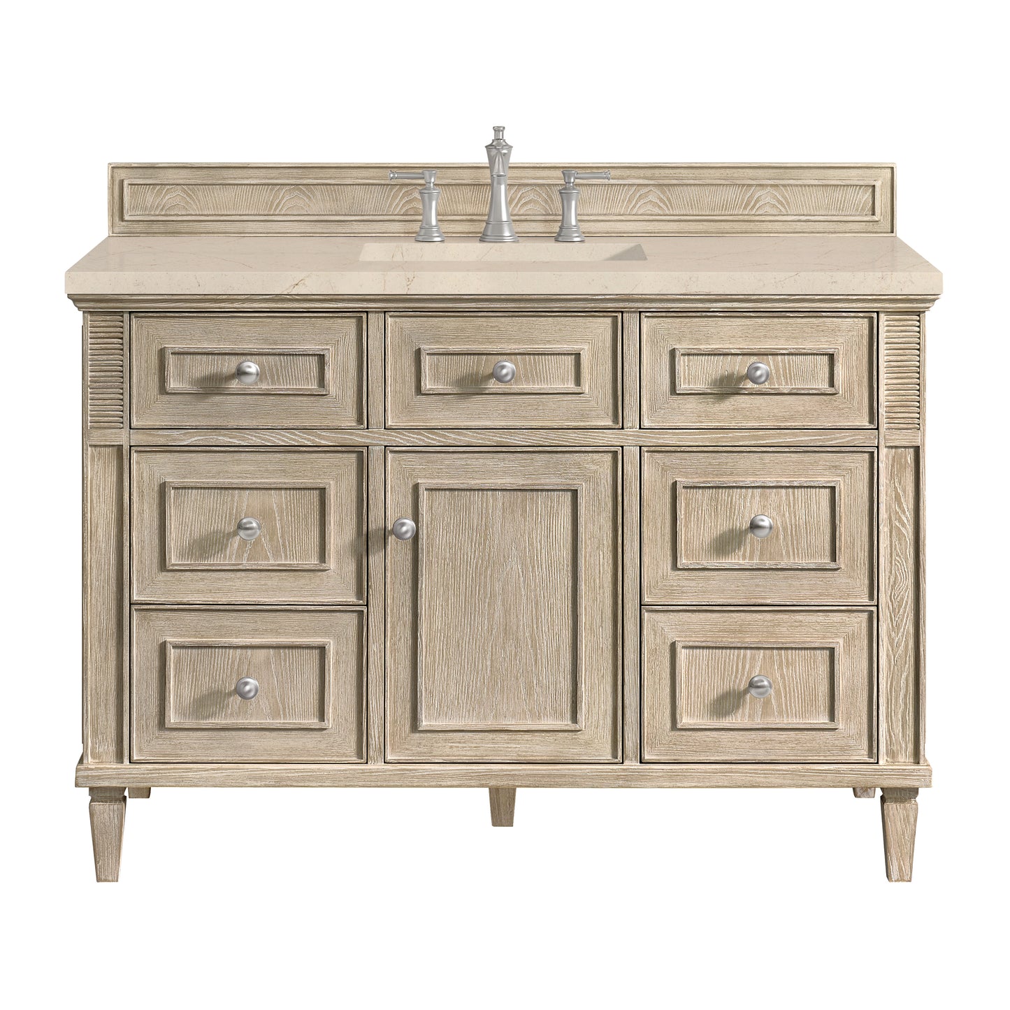 Lorelai 48" Single Vanity, Whitewashed Oak w/ 3 CM Eternal Marfil Silestone Top