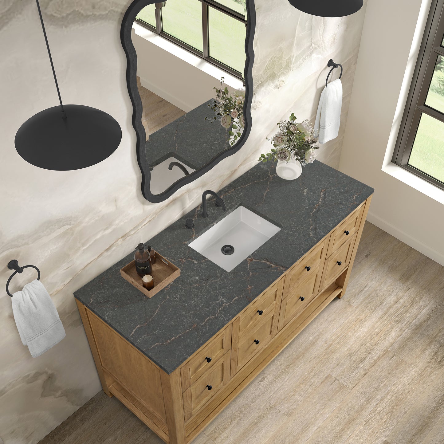 Breckenridge 60" Single Vanity, Light Natural Oak w/ 3 CM Parisien Bleu Top
