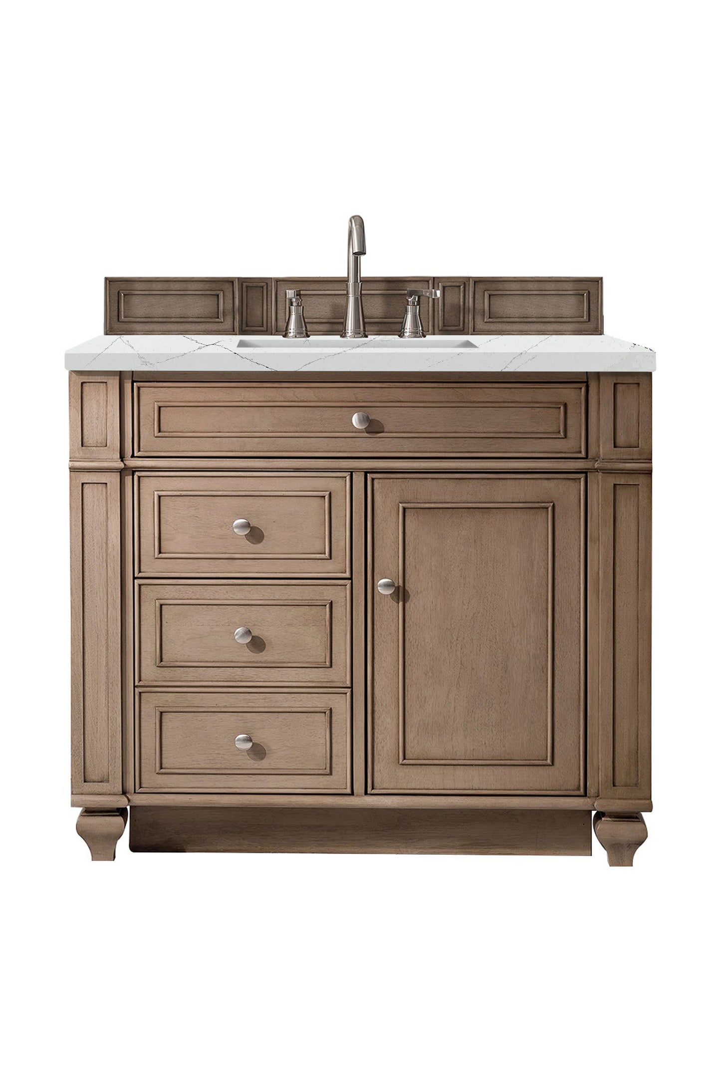 Bristol 36" Single Vanity, Whitewashed Walnut w/ 3 CM Ethereal Noctis Silestone Top