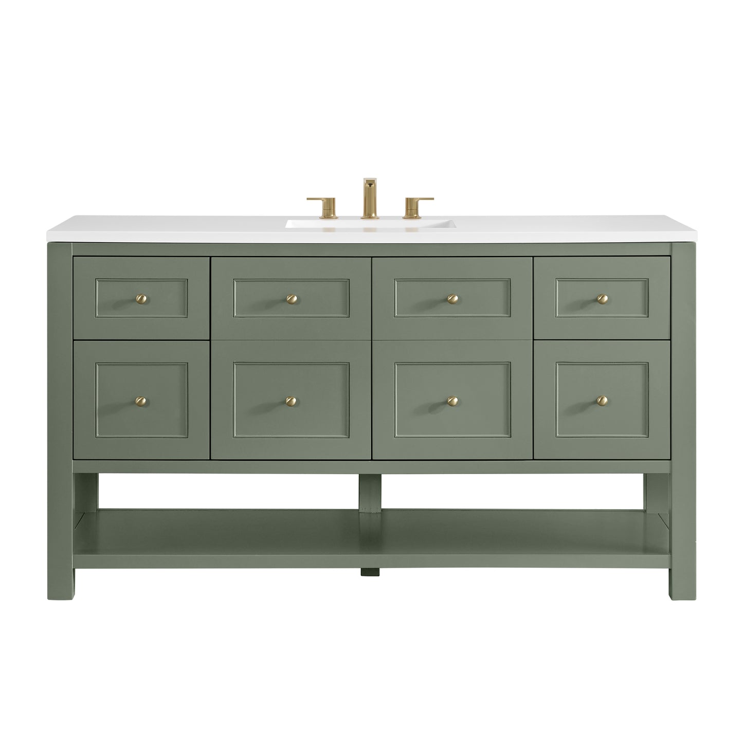 Breckenridge 60" Single Vanity, Smokey Celadon, w/ 3 CM White Zeus Quartz Top