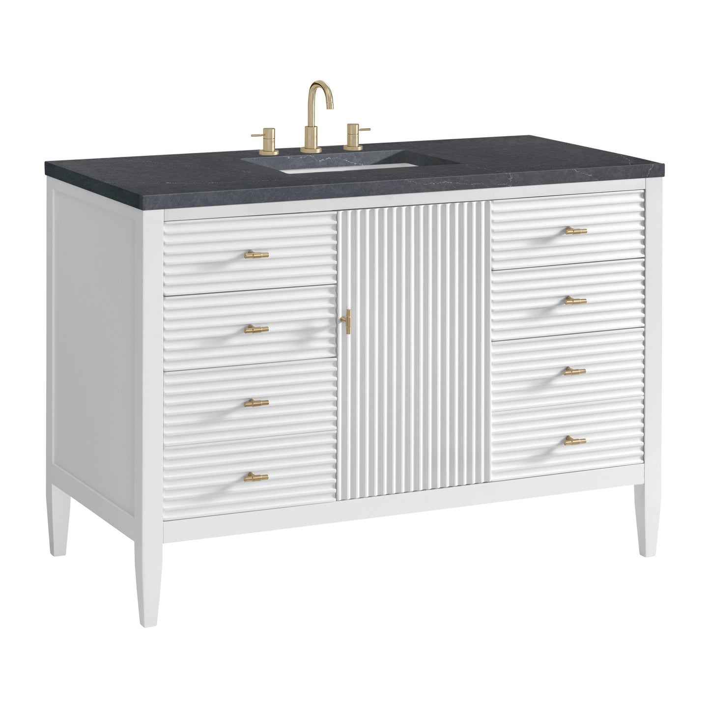 Myrrin 48" Vanity, Bright White w/ 3 CM Charcoal Soapstone Silestone Top