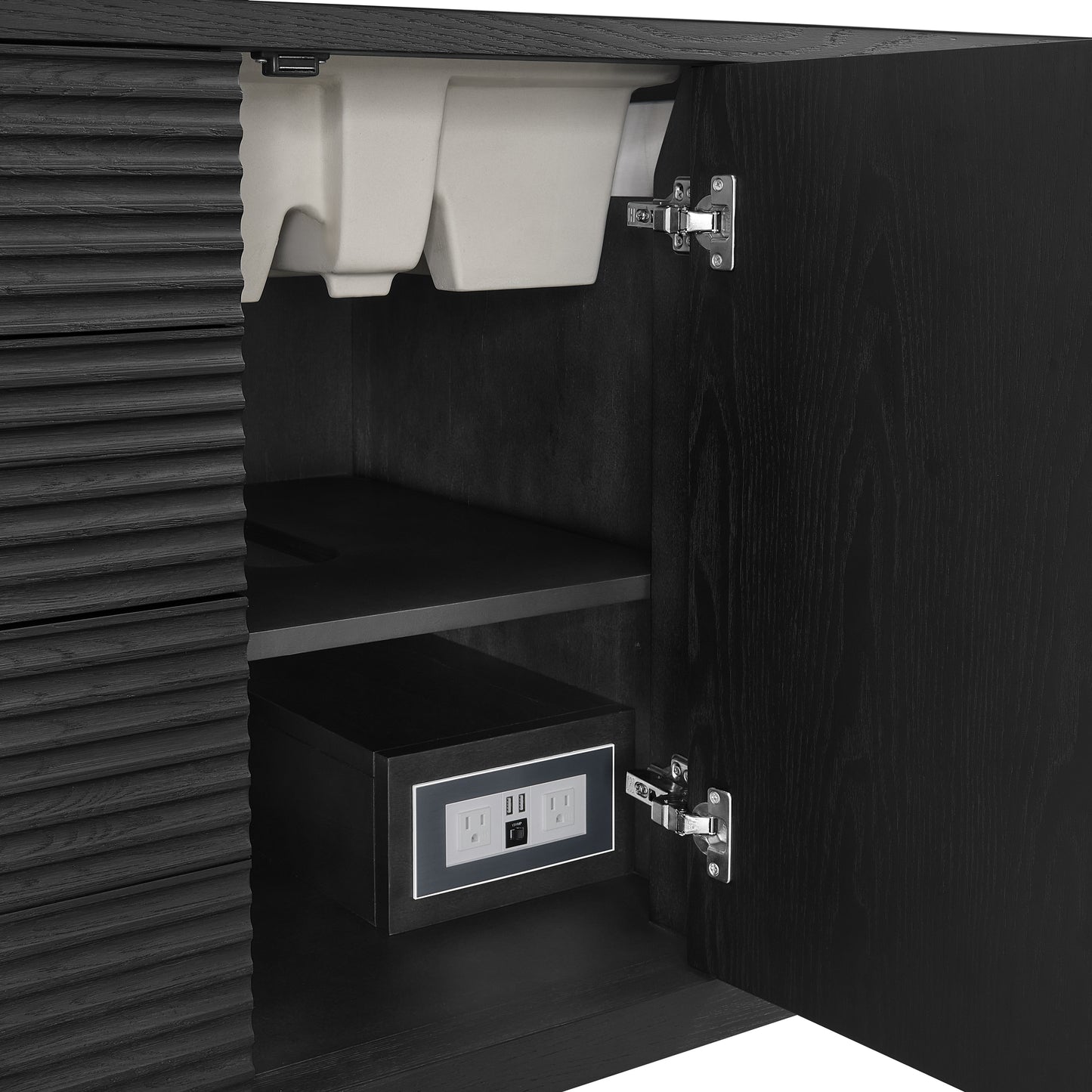 Myrrin 48" Vanity, Carbon Oak w/ 3 CM Ethereal Noctis Silestone Top