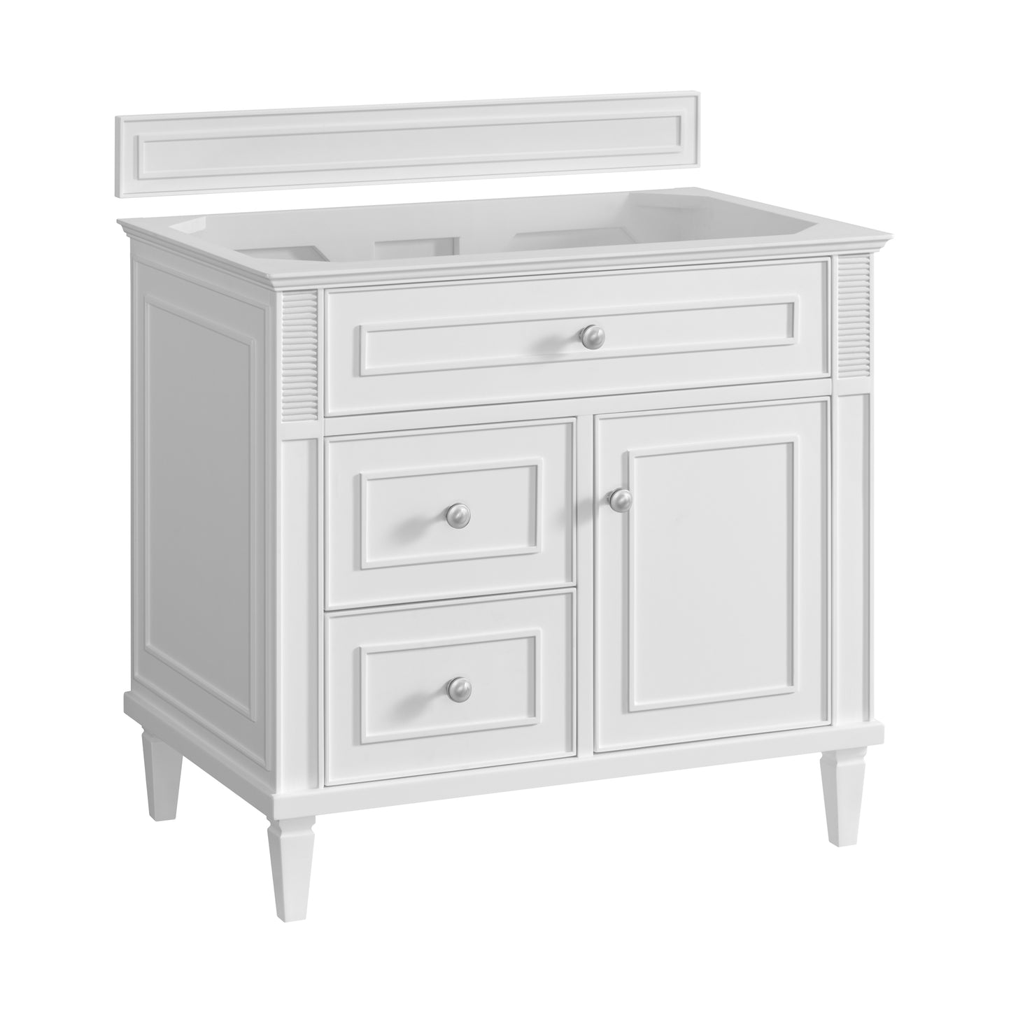 Lorelai 36" Single Vanity, Bright White w/ 3 CM Arctic Fall Solid Surface Top