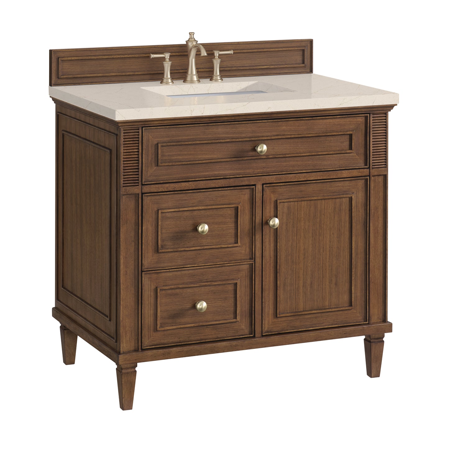 Lorelai 36" Single Vanity, Mid-Century Walnut w/ 3 CM Eternal Marfil Silestone Top