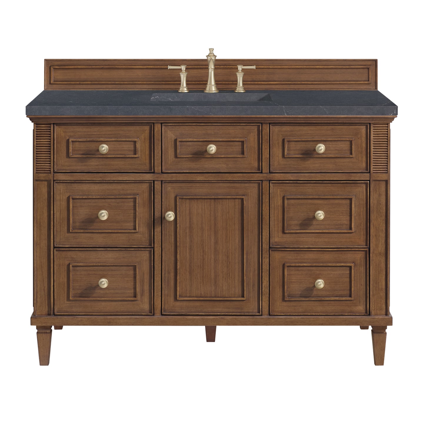 Lorelai 48" Single Vanity, Mid-Century Walnut w/ 3 CM Charcoal Soapstone Silestone Top