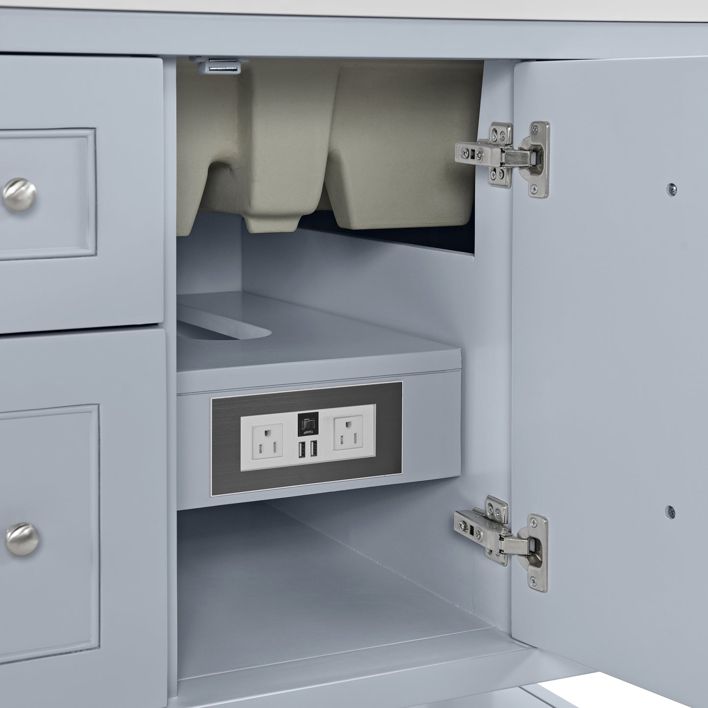 Breckenridge 36" Single Vanity, Serenity Blue, w/ 3 CM Arctic Fall Solid Surface Top