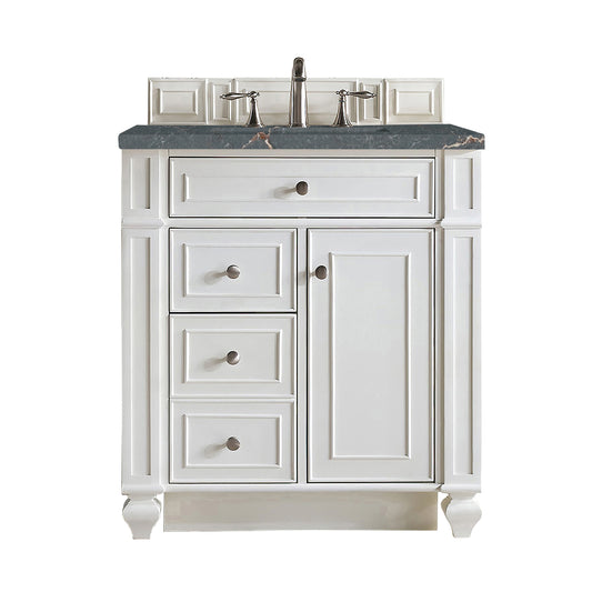 Bristol 30" Single Vanity, Bright White w/ 3 CM Parisien Bleu Silestone Top
