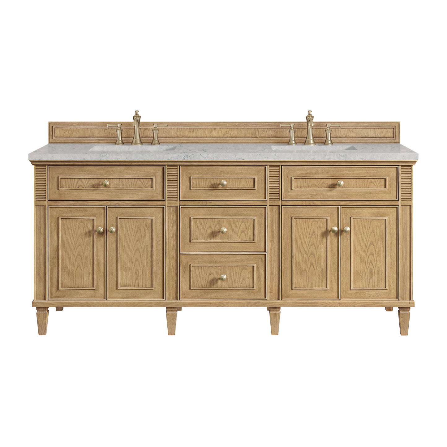Lorelai 72" Double Vanity, Light Natural Oak w/ 3 CM Eternal Jasmine Pearl Silestone Top