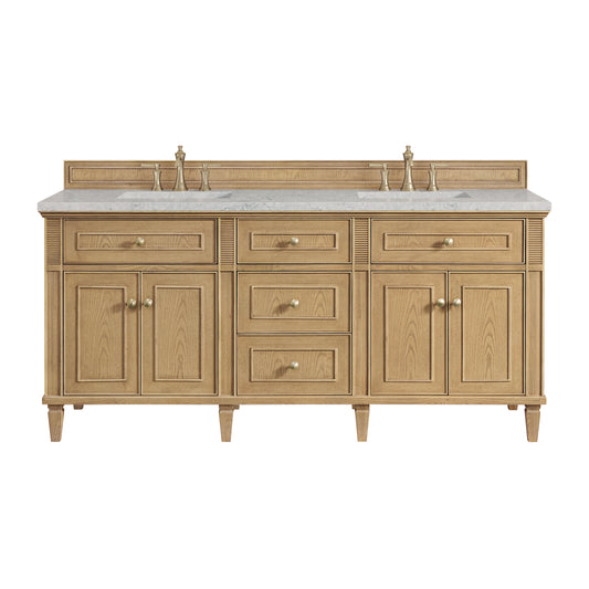 Lorelai 72" Double Vanity, Light Natural Oak w/ 3 CM Eternal Jasmine Pearl Silestone Top
