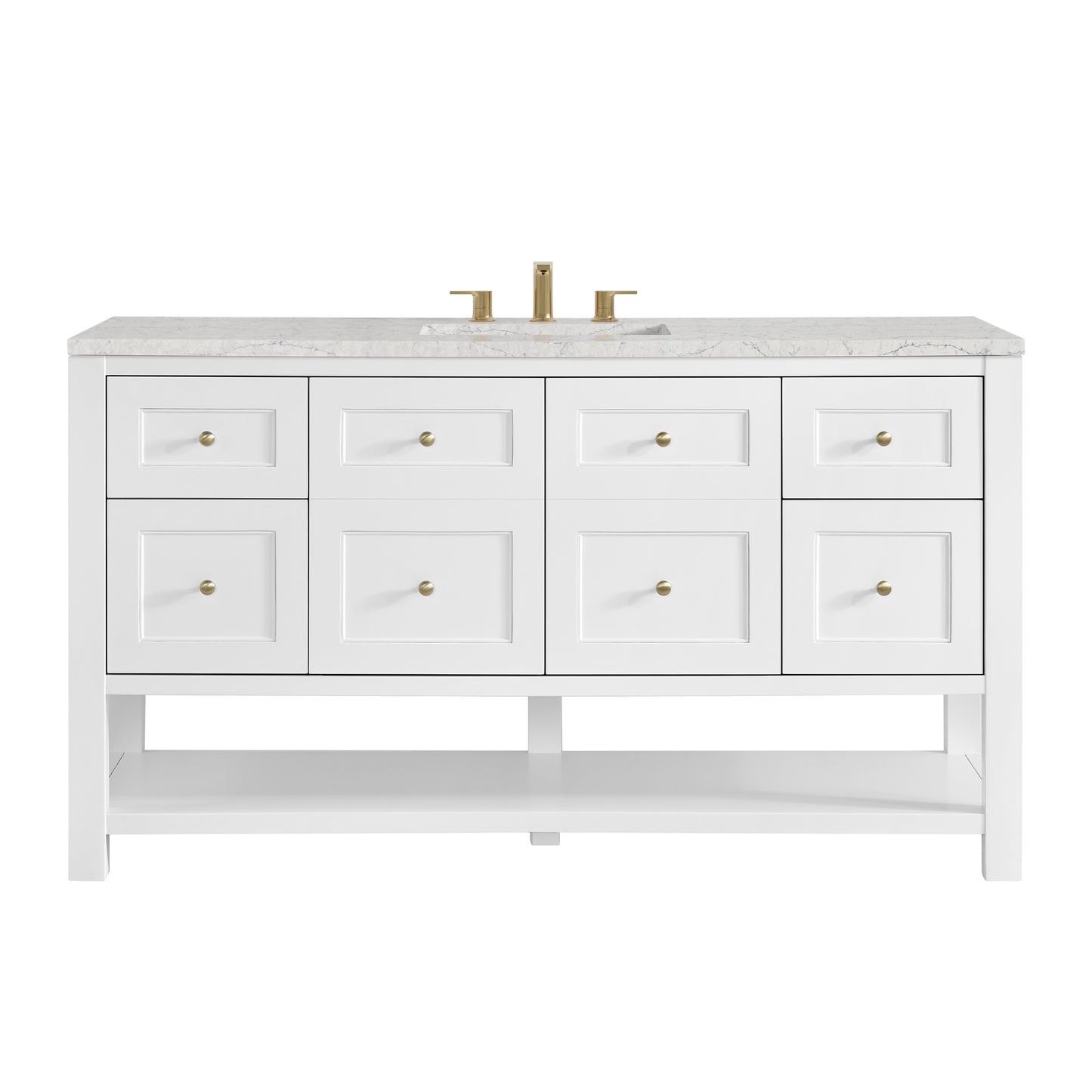 Breckenridge 60" Single Vanity, Bright White, w/ 3 CM Eternal Jasmine Pearl Quartz Top