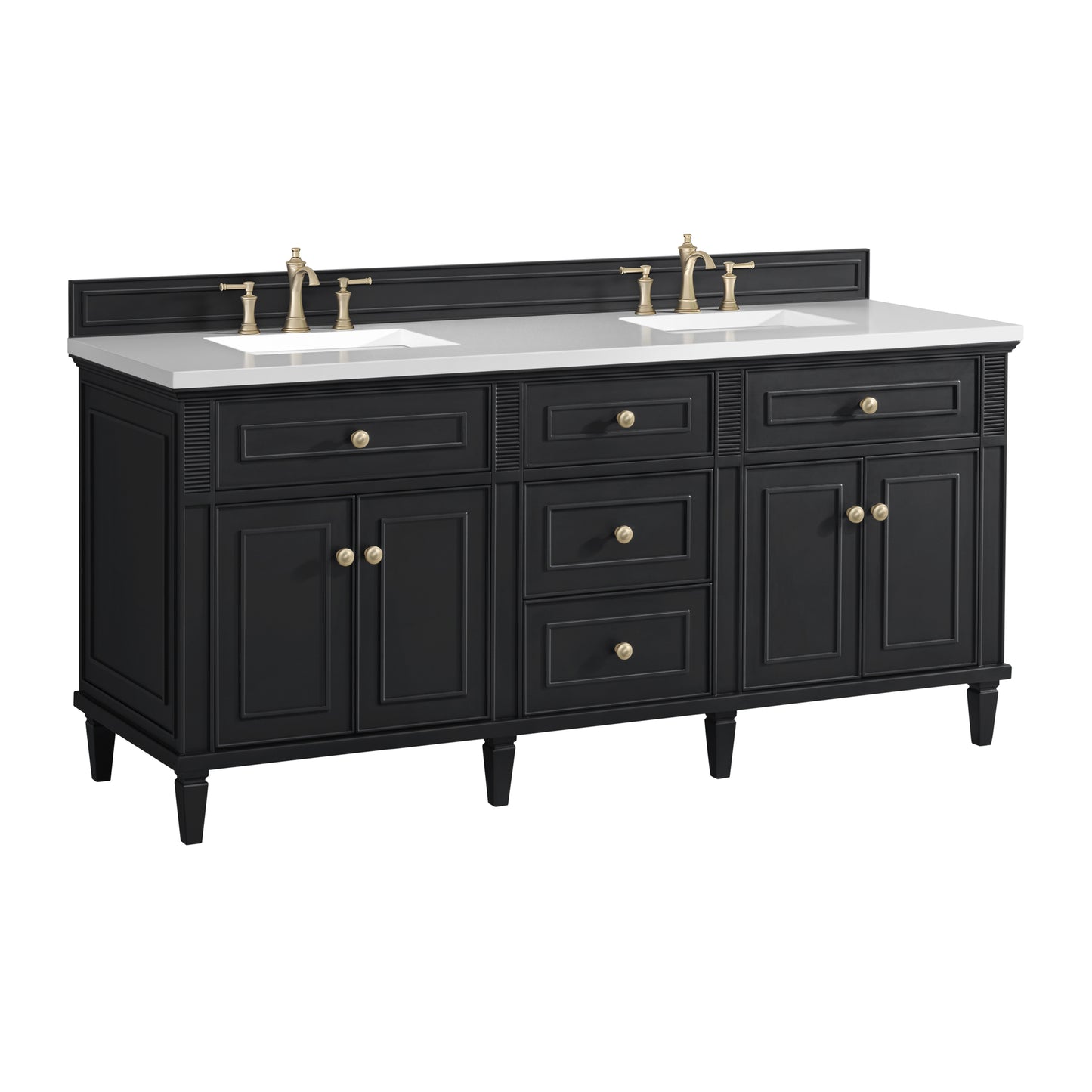 Lorelai 72" Double Vanity, Black Onyx w/ 3 CM White Zeus Silestone Top