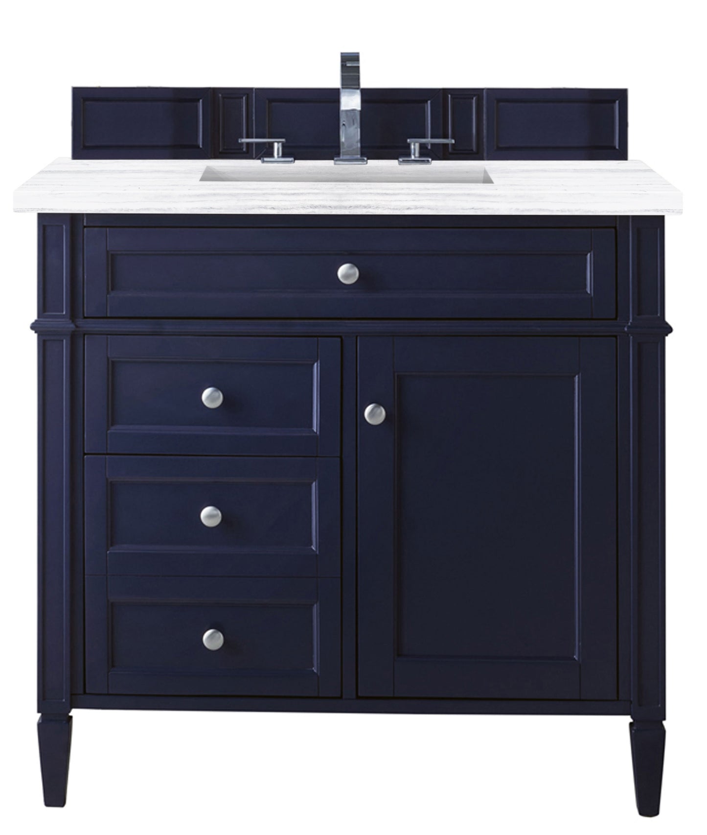 Brittany 36" Single Vanity, Victory Blue w/ 3 CM Arctic Fall Solid Surface Top