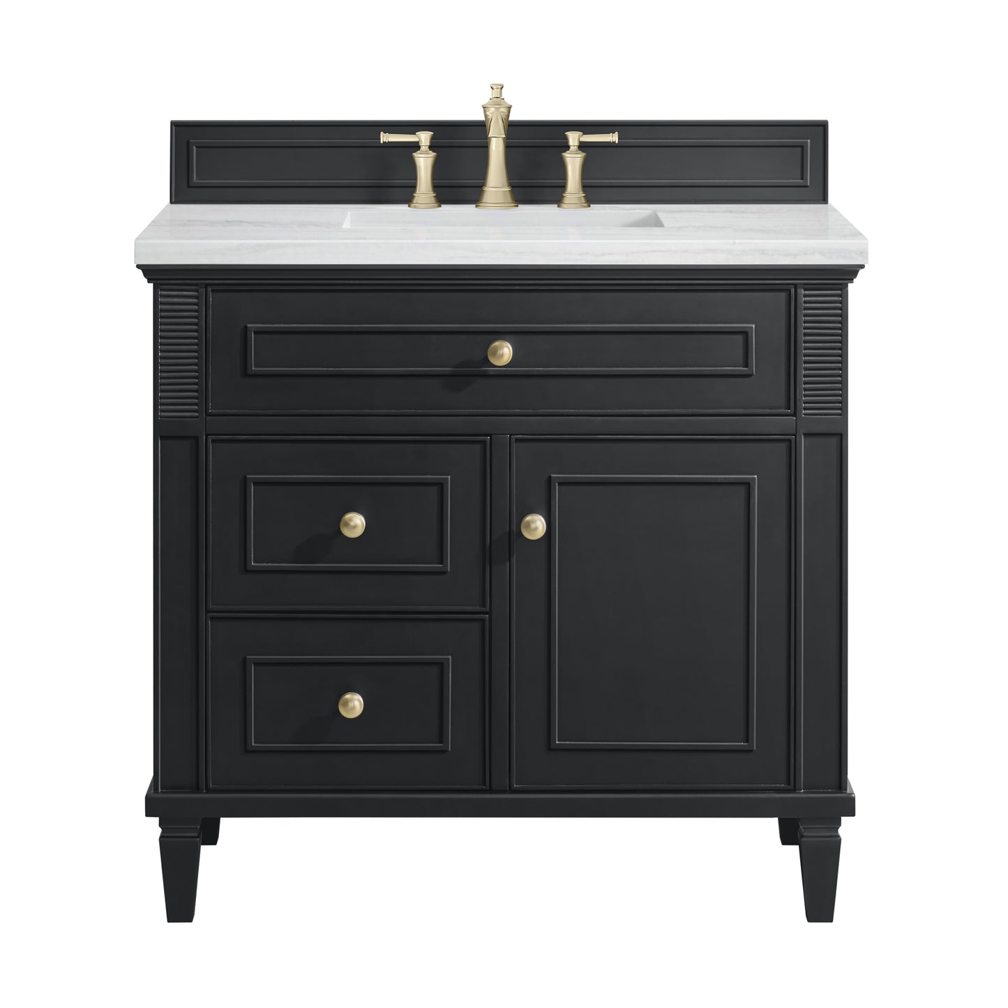 Lorelai 36" Single Vanity, Black Onyx w/ 3 CM Arctic Fall Solid Surface Top