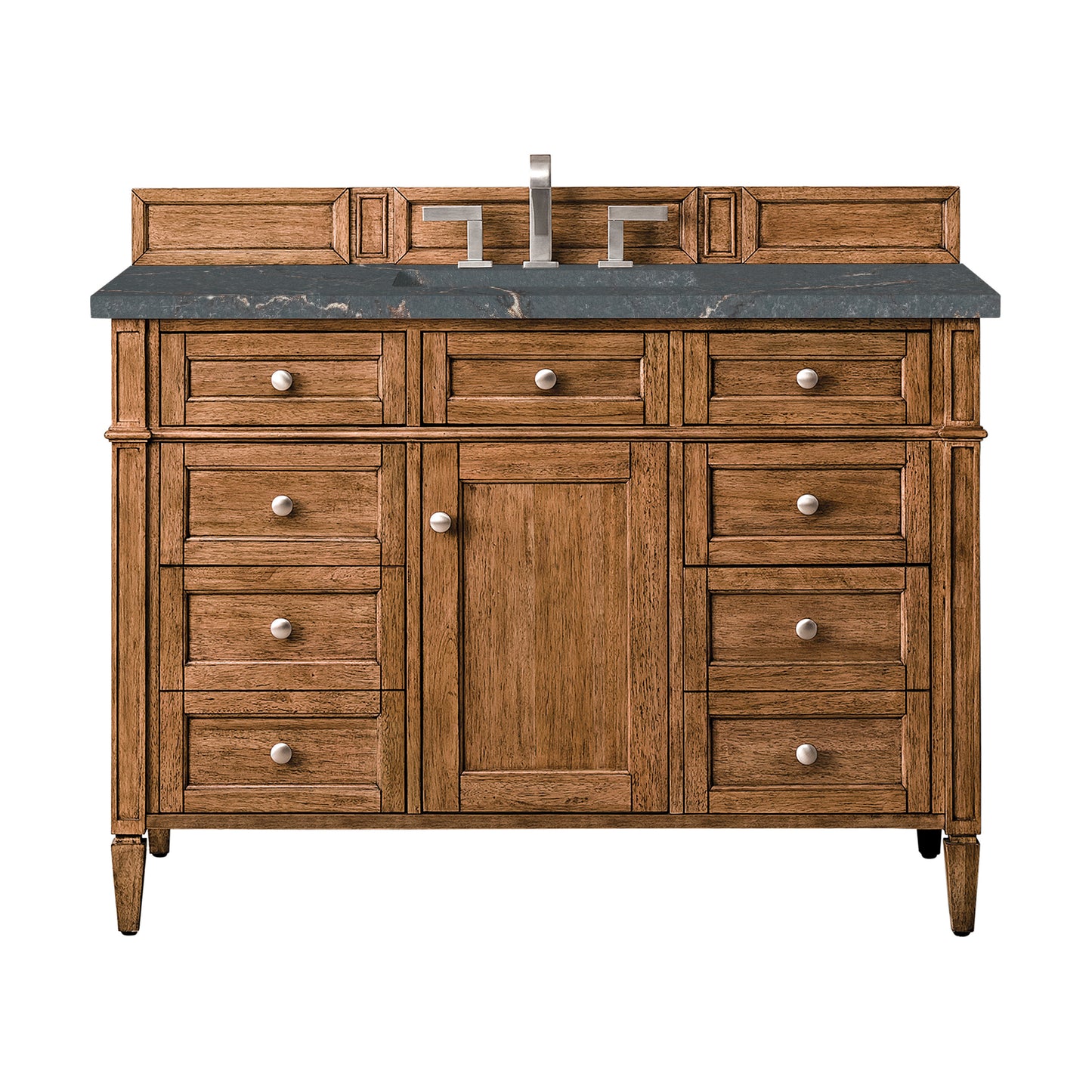 Brittany 48" Single Vanity, Saddle Brown w/ 3 CM Parisien Bleu Silestone Top