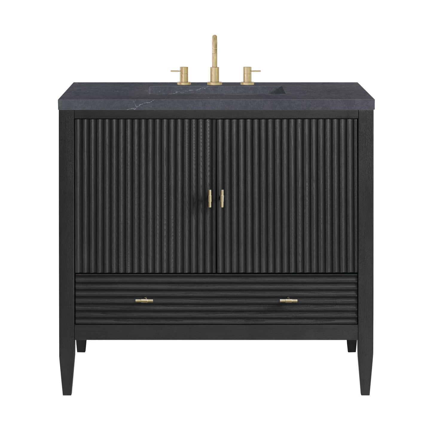 Myrrin 36" Vanity, Carbon Oak w/ 3 CM Charcoal Soapstone Silestone Top