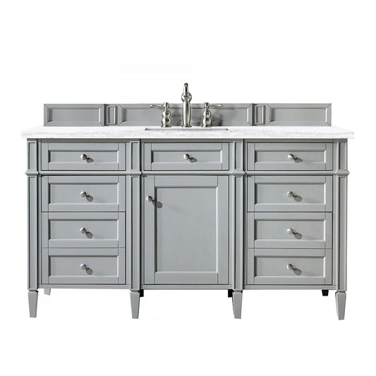 Brittany 60" Single Vanity, Urban Gray w/ 3 CM Arctic Fall Solid Surface Top
