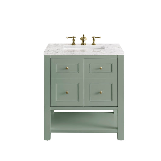 Breckenridge 30" Single Vanity, Smokey Celadon w/ 3 CM Eternal Jasmine Pearl Top