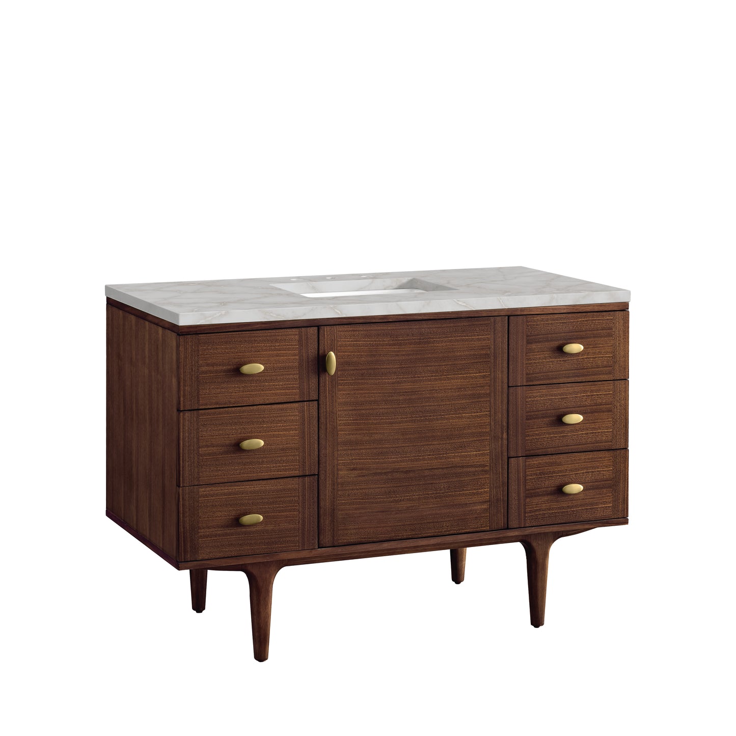 Amberly 48" Single Vanity, Mid-Century Walnut w/ 3 CM Victorian Silver Top