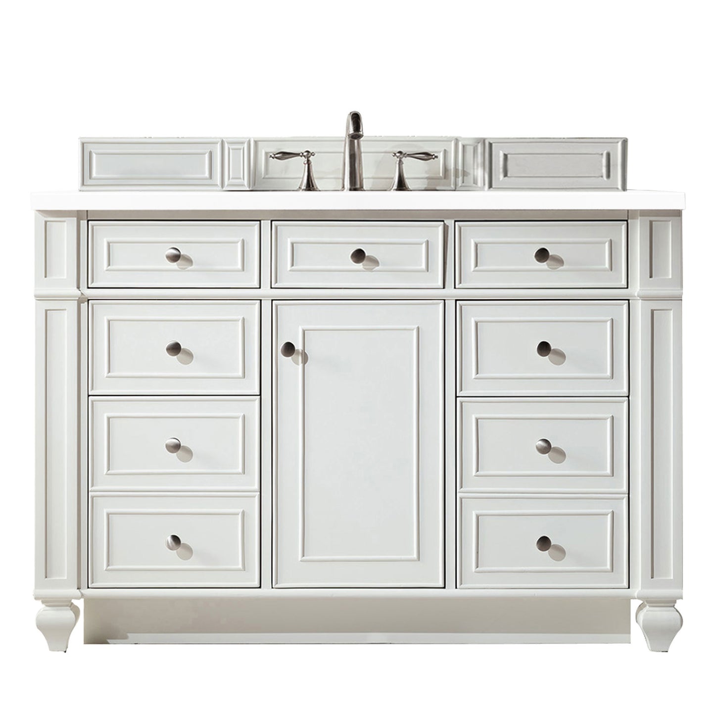 Bristol 48" Single Vanity, Bright White w/ 3 CM White Zeus Silestone Top
