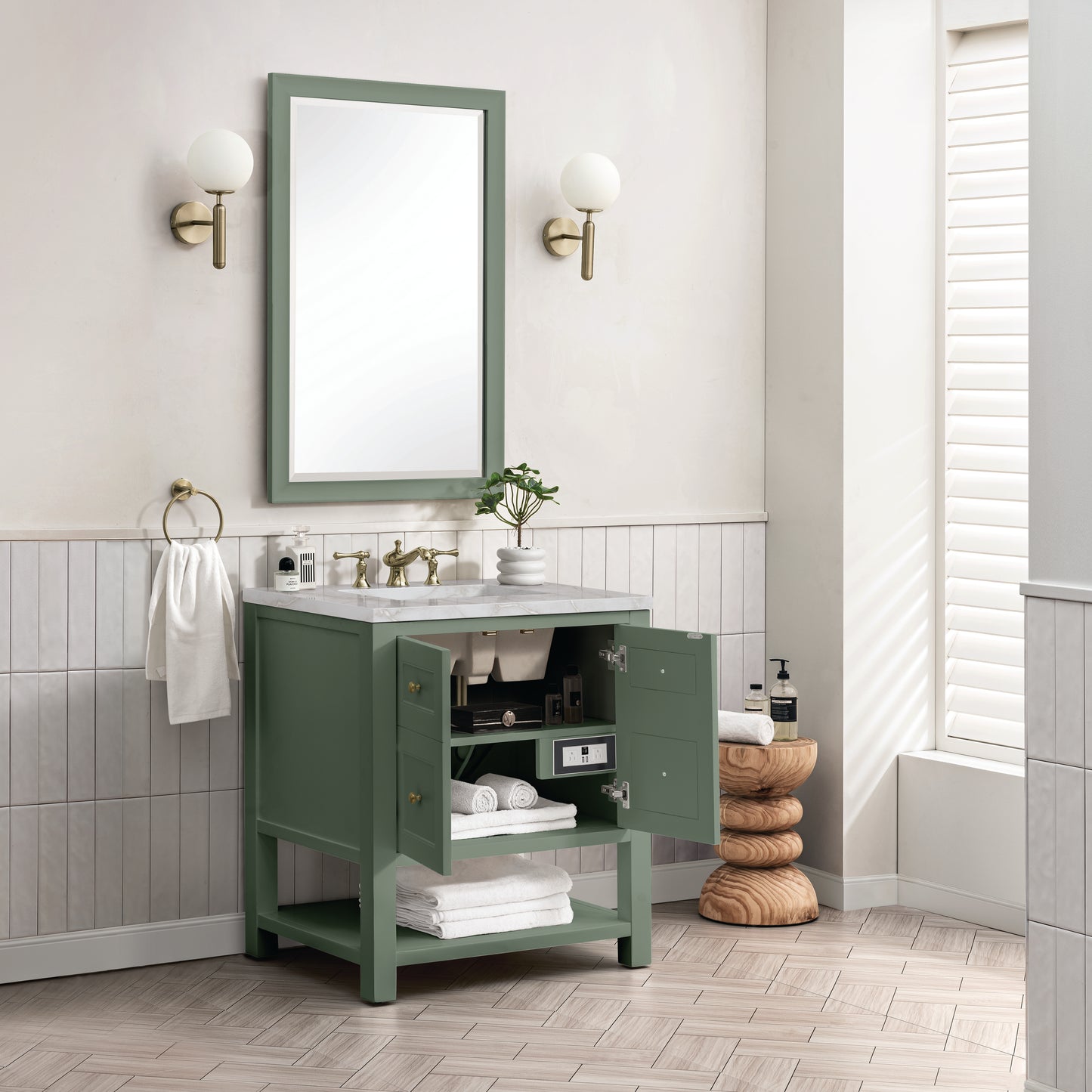 Breckenridge 30" Single Vanity, Smokey Celadon w/ 3 CM Victorian Silver Top