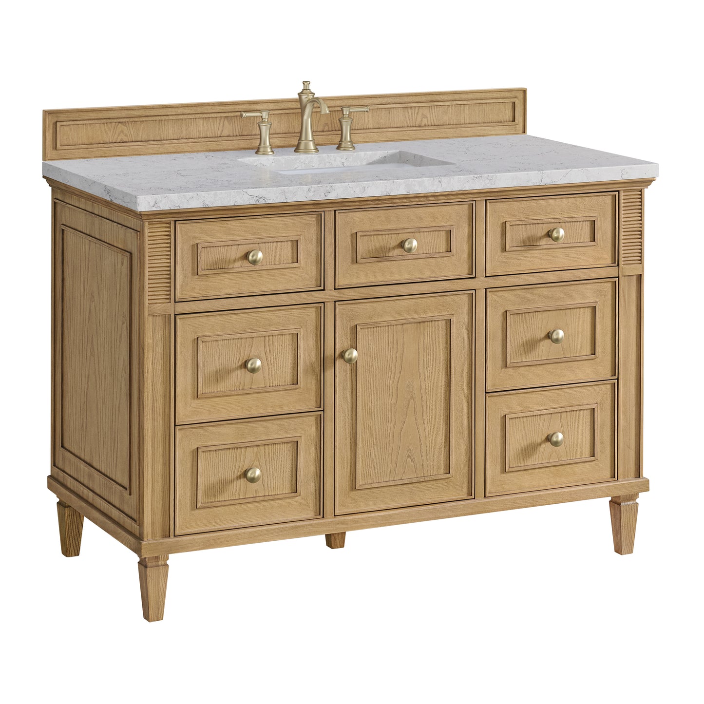 Lorelai 48" Single Vanity, Light Natural Oak w/ 3 CM Eternal Jasmine Pearl Silestone Top